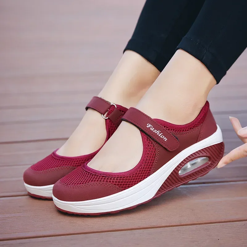 Outdoor Sport Brand - Sepatu Wanita hak Wedge jaring antilembap,
