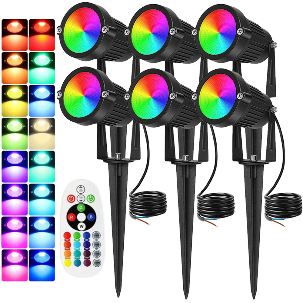 Outdoor Spotlight - Lampu Lanskap RGBW 10W dengan Remote